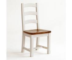 Sedia Bodde in pino riciclato verniciato bianco e miele
