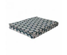 Plaid Cosima 100% acrilico lavorato a maglia blu e bianco