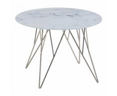 Tavolino Prunus 55 con piano in vetro effetto marmo