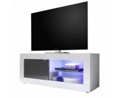 Mobile porta TV Basic S con 1 anta in bianco e antracite lucido