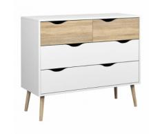 Cassettiera Deha con 4 cassetti in bianco opaco e rovere - ULTIMI PEZZI