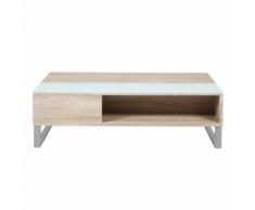 Tavolino con piano alzabile in laminato quercia e vetro Azalea