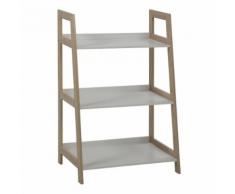 Scaffale basso Wally con 3 ripiani laccati bianchi e struttura in bambù