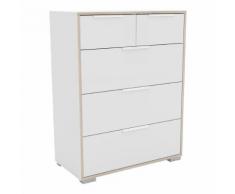 Cassettiera Klesa in bianco opaco e rovere