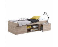 Letto singolo Adhara con cassettoni in essenza rovere