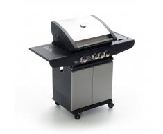 Caesaroo BARBECUE A GAS CON MOBILETTO RUOTE FORNO TERMOMETRO 3 BRUCIATORI PIEZO RACCOGLITORE OLIO GRIGLIA 3F DELUXE