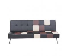 Divano letto in pelle sintetica beige e marrone OLSKER