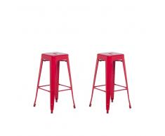 Set di 2 sgabelli da bar e cucina in metallo rosso 76cm CABRILLO