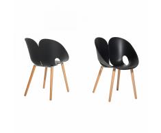 Sedia nera - Sedia da pranzo - Sedia in plastica e legno - MEMPHIS