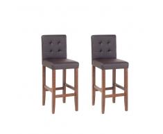 Set di 2 sgabelli da bar in ecopelle marrone MADISON