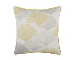 Cuscino decorativo motivo foglie 45 x 45 cm giallo-grigio CANDYTUFT
