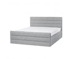 Letto matrimoniale moderno in tessuto grigio chiaro - 180x200cm - VALBONNE