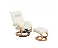 Poltrona massaggiante/riscaldante e poggiapiedi pelle sintetica beige MAJESTIC