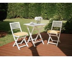 Set da giardino in legno bianco con cuscini gialli FIJI