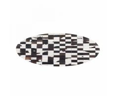 Tappeto tondo in pelle bianca e nera - ø 140 cm - BERGAMA