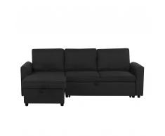 Divano letto angolare in tessuto nero versione destra NESNA