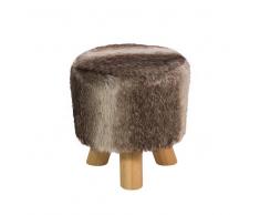 Sgabello poggiapiedi ottomano in pelle marrone beige - TOPEKA