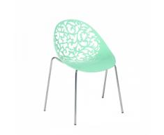 Moderna sedia da pranzo in metallo e plastica verde - MUMFORD