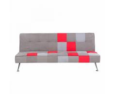 Divano letto in velluto grigio e rosso OLSKER