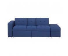 Divano letto blu con cassetti e ottomano contenitore FALSTER