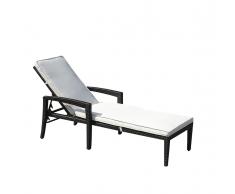 Lettino da giardino in rattan con cuscini beige PERUGIA