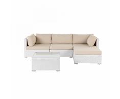 Divano da giardino in rattan bianco SANO