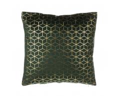 Cuscino decorativo motivo geometrico 45x45cm velluto verde scuro