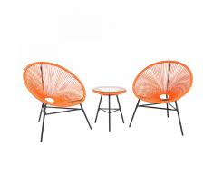Set di 2 sedie arancioni e tavolino da caffè stile spaghetti ACAPULCO