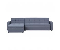 Divano letto angolare destro con rivestimento grigio scuro LAURILA