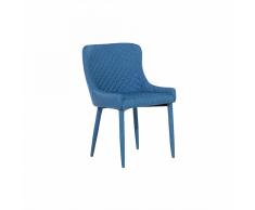 Sedia da cucina imbottita in tessuto blu - Sedia moderna - SOLANO