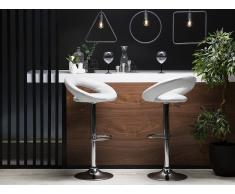 Sgabello da bar in ecopelle bianco regolabile in altezza set di 2 pezzi PEORIA