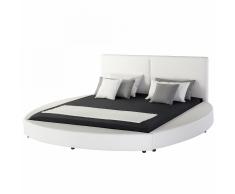 Letto matrimoniale rotondo in pelle bianca 180x200cm LAVAL