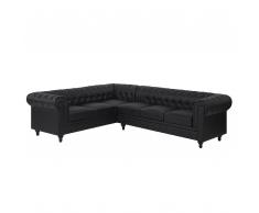 Divano angolare vintage in pelle nera versione destra CHESTERFIELD