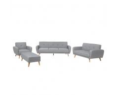 Set da soggiorno a 6 posti con poggiapiedi color grigio chiaro FLORLI