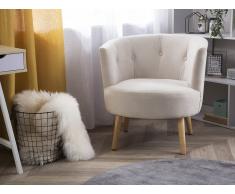 Poltrona in tessuto bianco crema ODENZEN