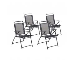 Set da giardino 4 sedie pieghevoli in alluminio nero LIVO