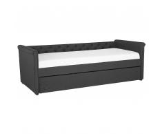 Letto da giorno in tessuto grigio scuro 90x200cm LIBOURNE
