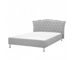 Letto matrimoniale in tessuto grigio 140x200cm - METZ