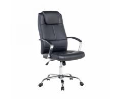Sedia da ufficio rivestita in ecopelle nera - WINNER