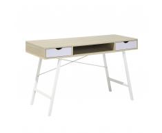 Scrivania in colore marrone chiaro/bianco 120 x 48 cm con 2 cassetti CLARITA