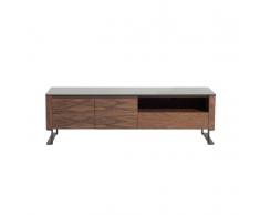 Mobile TV in legno color noce e supporti in metallo nero - ELVAS