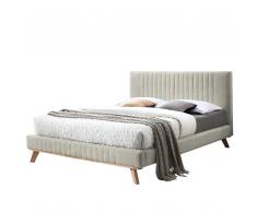 Letto matrimoniale in tessuto beige 160 x 200 cm TALENCE