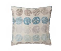 Cuscino decorativo a cerchi 45 x 45 cm blu/grigio