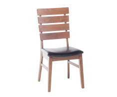 Sedia da sala da pranzo in legno e pelle sintetica DUMBO