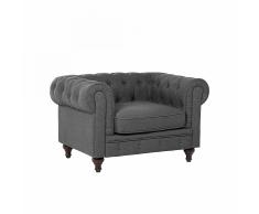 Poltrona vintage in tessuto grigio CHESTERFIELD