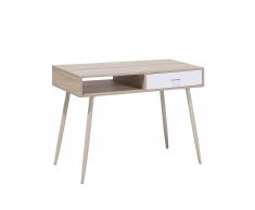 Scrivania in legno chiaro con un cassetto bianco 100 x 48 cm DEORA