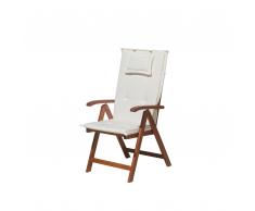 Sedia da giardino in legno con cuscino beige TOSCANA