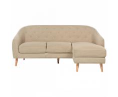 Divano angolare moderno rivestito in tessuto beige IVALO