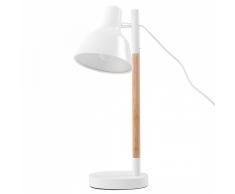 Lampada da tavolo regolabile in legno in color bianco ALDAN