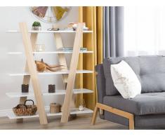 Libreria colori legno chiaro / bianco 5 scomparti ESCALANTE